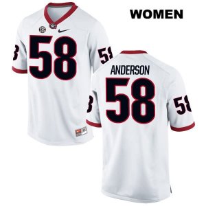 Women's Georgia Bulldogs NCAA #58 Blake Anderson Nike Stitched White Authentic College Football Jersey QLL7054XZ